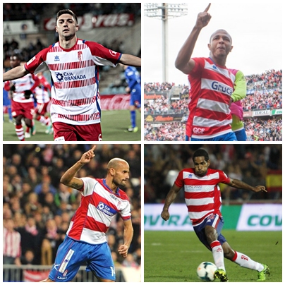 Siqueira, Brahimi, Mikel Rico y Angulo en su paso por el Granada CF 