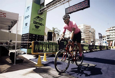 Óscar Fermoselle llegando a meta en la primera prueba (GRJ)