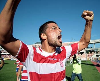 Tariq celebra con euforia un gol ante el Águilas (LUIS F. RUIZ) Tariq celebra con euforia un gol ante el Águilas (LUIS F. RUIZ)