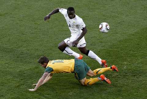 Mensah durante el partido que enfrentó a Ghana con Australia en el pasado Mundial