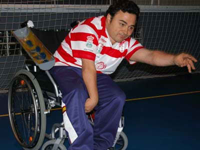 Manolo Martín durante una de sus competiciones de boccia
