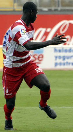 Mensah, durante el partido en Las Palmas