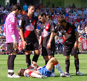 Geijo en el momento de su lesión ante el Rayo (BALDO)