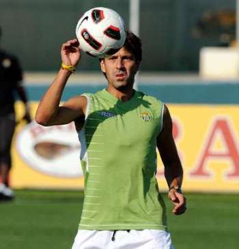 David Belenguer, durante un entrenamiento con el Betis