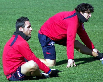 Abel Gómez y Diego Mainz tras un entrenamiento. (GRJ)