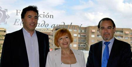 Quique Pina, Paca Pleguezuelos y Javier Jiménez, esta mañana en el Parque de las Ciencias (LAOPINIONDEGRANADA.ES)